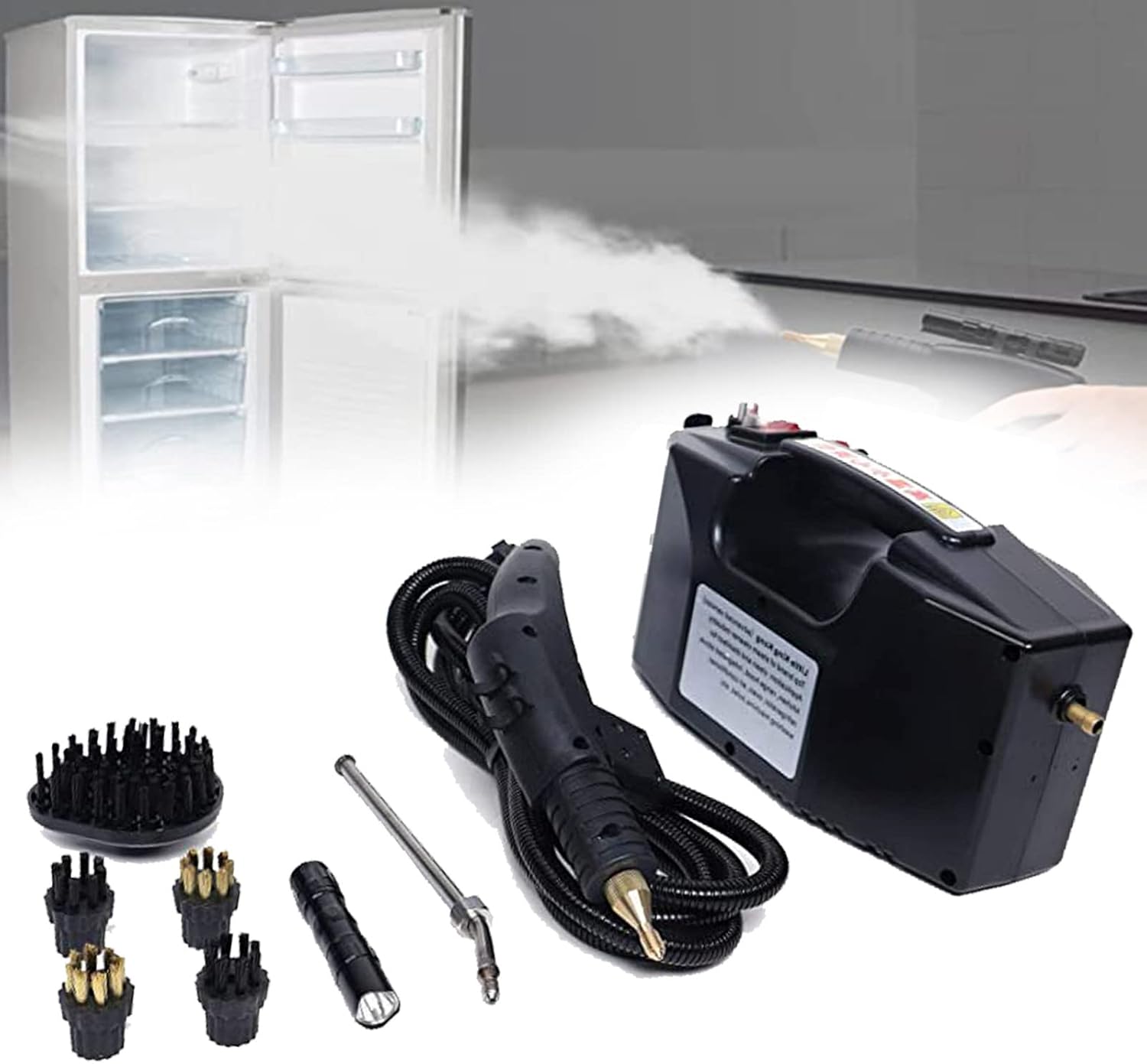 XYEJL Multifunction Handheld Steam Cleaner, 3000w Electric High Pressure Steam Clean Mobile Cleaning Machine Power Steamer, for Kitchen Bathroom Furniture Car,Black-220V