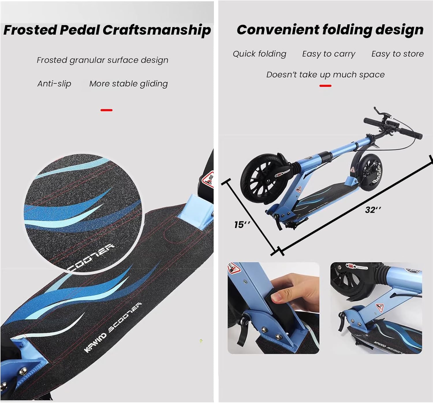 Scooters for Adults,Folding Kick Scooter for Ages 12 Years And Up,Two Wheeled(200Mm),Adjustable Handlebar, Dual Brakes System, Lightweight Sports Commuter Scooter, for Riders Up To 220 Lbs,Blu