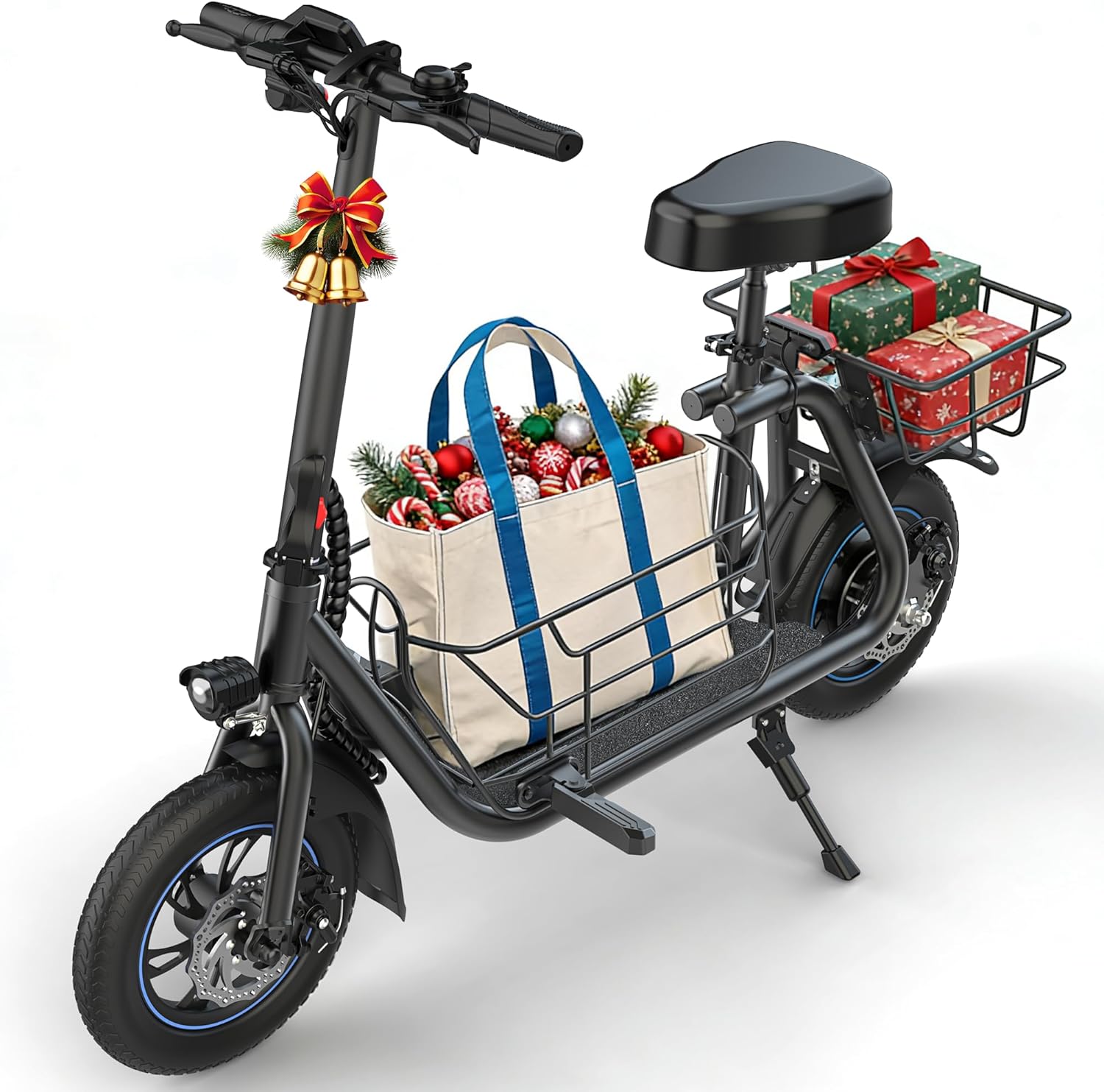 Gyroshoes Electric Scooter with Seat for Adults & Teens, 550W Powerful Motor, 20-Mile Range, Speed up to 18.6MPH, Ample Storage for Pets & Cargo, Electrically-Powered Motor Scooters