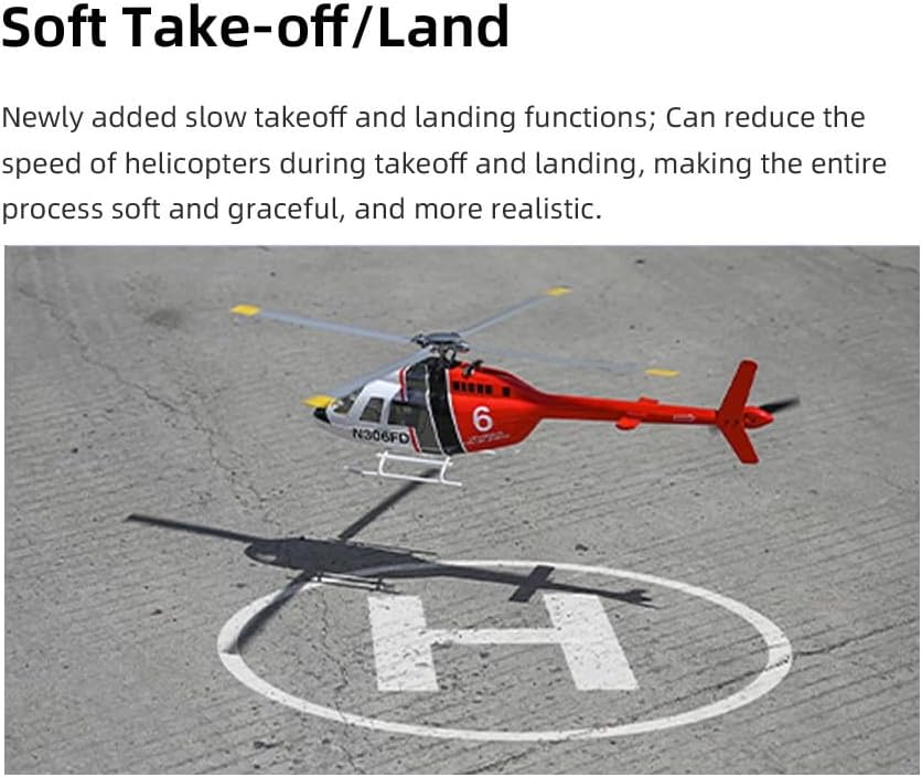 FLYWING Bell-206-V4 470-Class RC Helicopter, 2.4G 6CH Military Aircraft Model with GPS, 3D Flight, 4 Advanced Flight Modes, ACE Flight Control, Outdoor RC Plane for Adults (RTF Version)