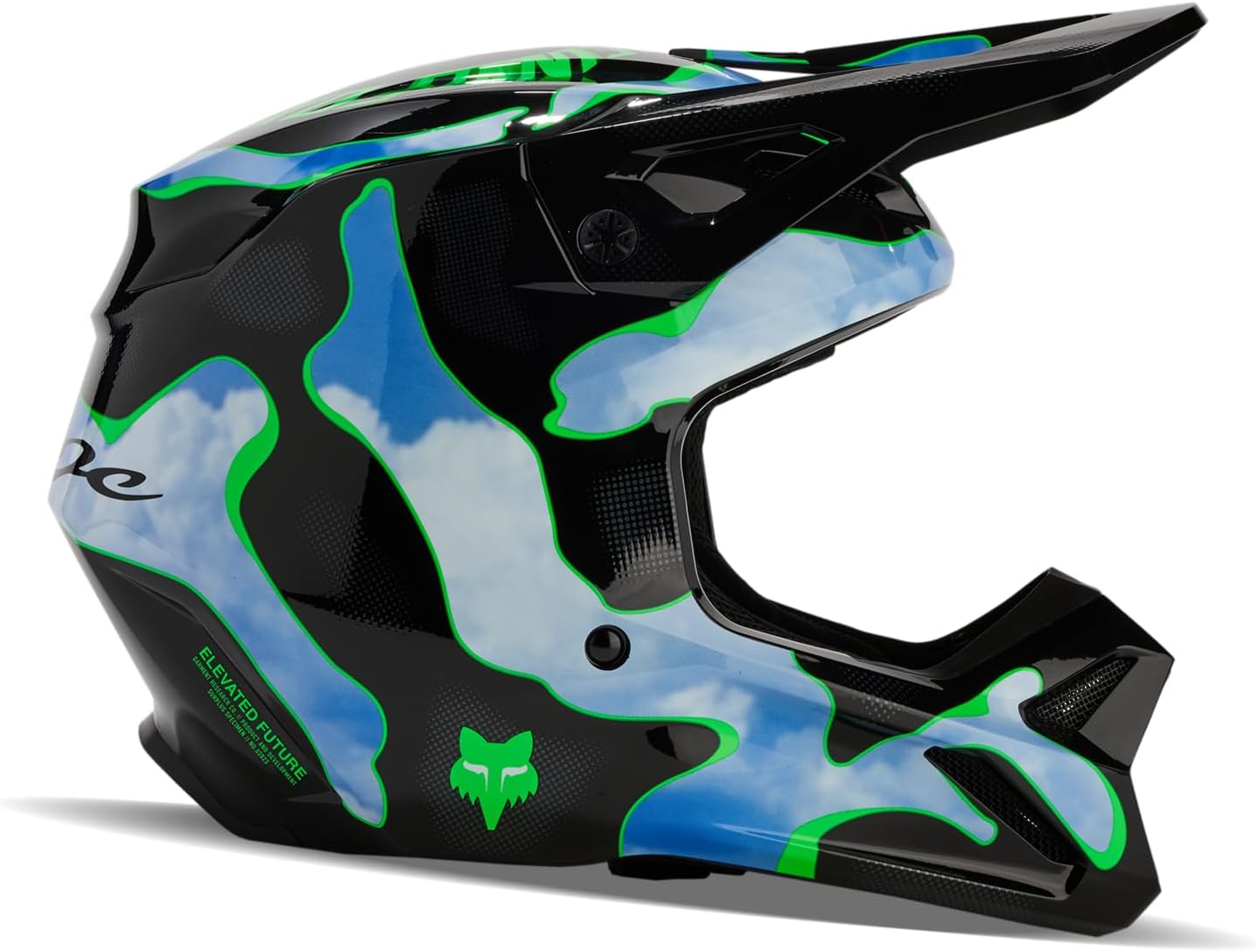 Fox Racing Unisex V1 Motocross Dirt Bike Helmet, Black/Green, X-Small