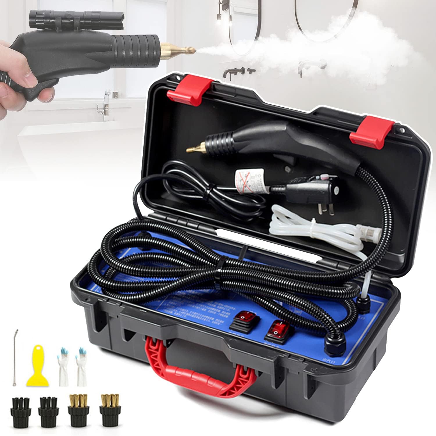 hansomeplum High Pressure Steam Cleaner, 3000W Portable Steamer Cleaner for Car, High Heat Cleaning Steamer for Home Shower All Surfaces