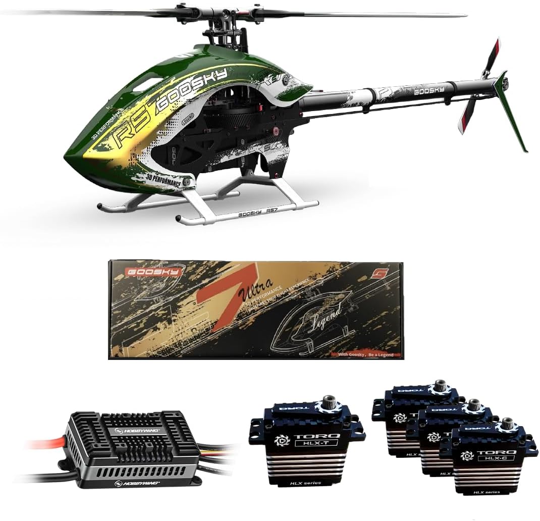 Helidirect GooSky RS7 Ultra 700-Class 3D RC Electric Helicopter Kit 7CH ARTF for Adults & Top-Level Competition (Only Kit Without Blades (Green) + TORQ HLX Servo + HBW ESC)