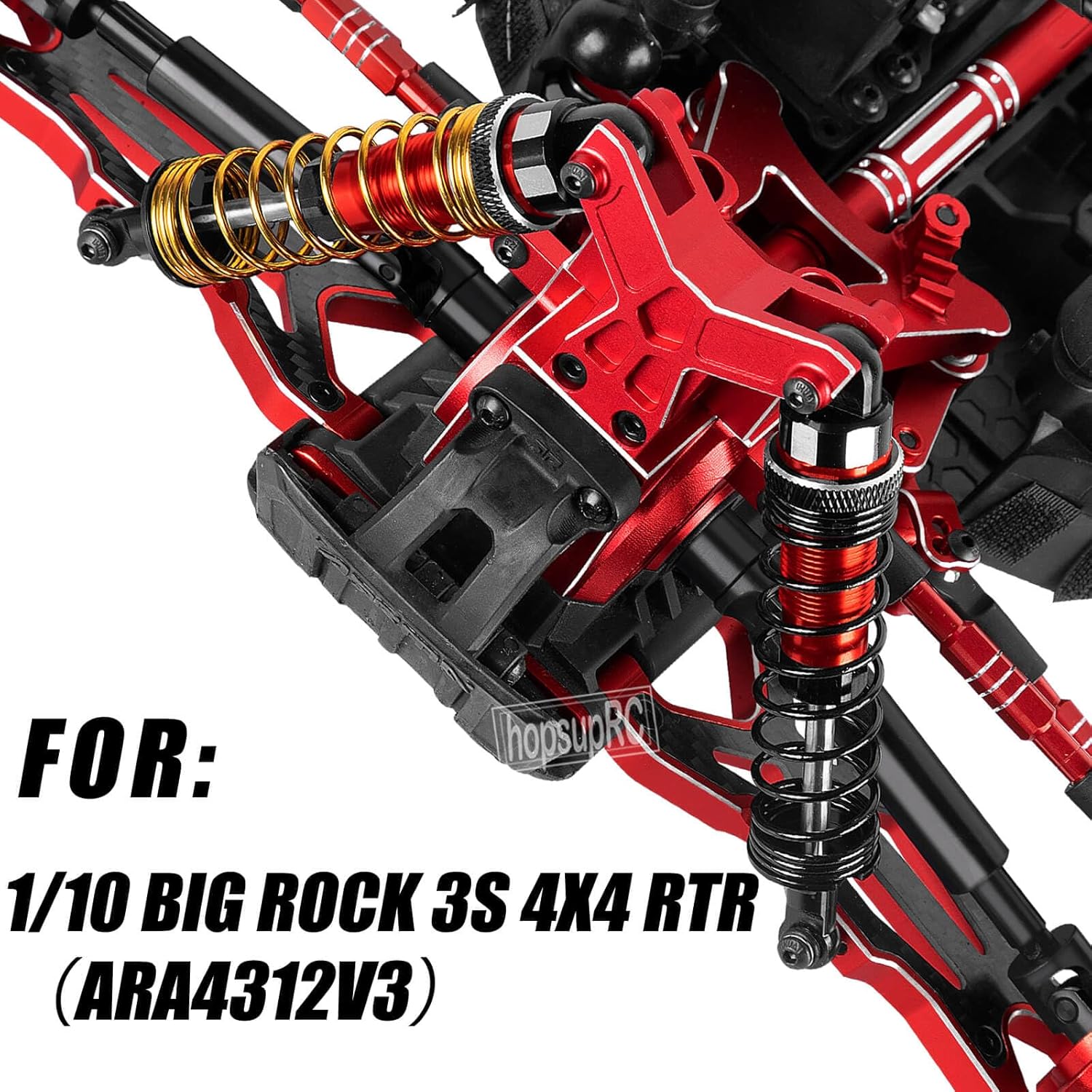 Upgrade Parts for 1/10 Big Rock 4X4 V3 3S BLX,RC Shocks&Arms&Caster Blocks hubs&25T Direct Mount Servo Saver&Steering Bellcranks&CVD&Support&Gearbox&Center Driveshafts&Links,Red