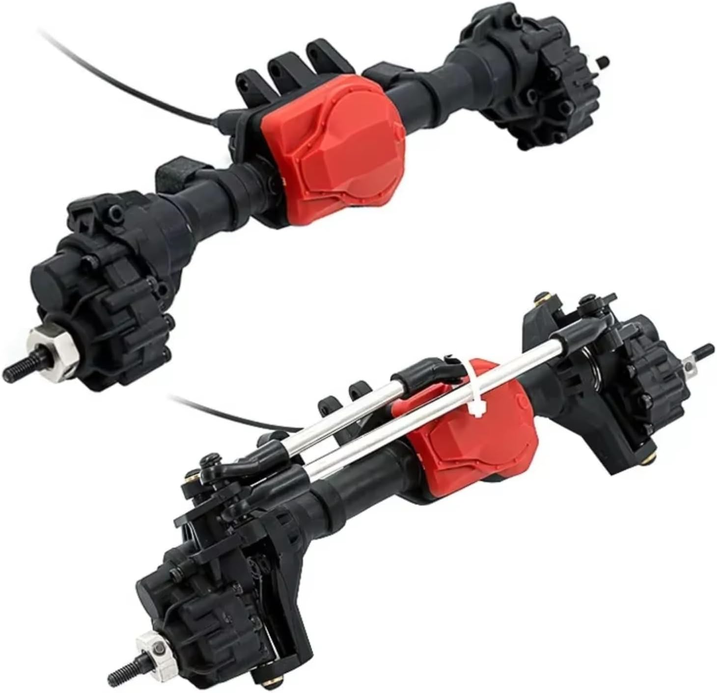 Rc Front Rear Axle for TRX-4 1/10 Rc Crawler Car Upgrade Parts Axle Drone Front Rear Axle Differential Portal Axle with T-Lock(Front and Rear Axles)