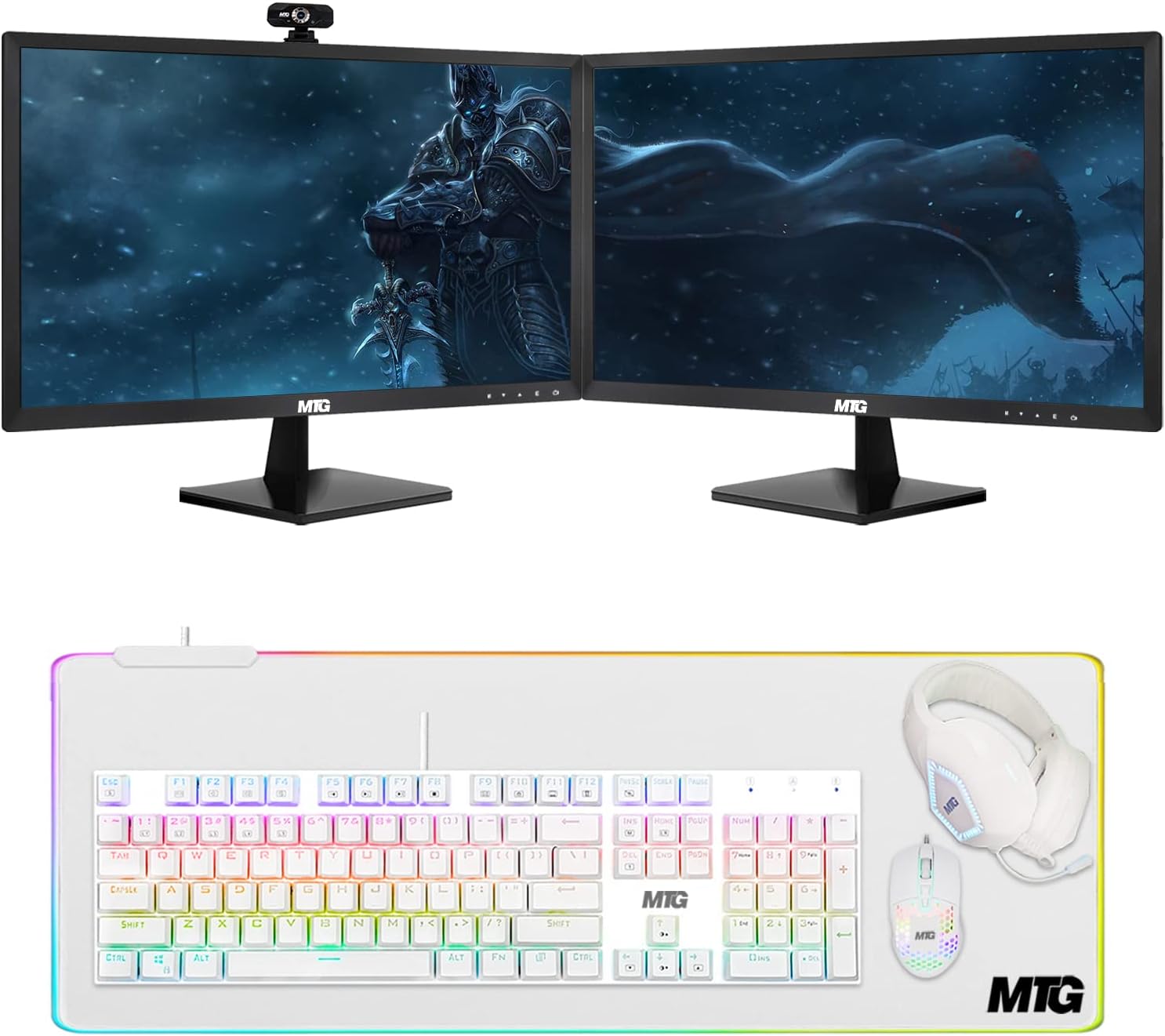 TechMagnet All in one Desktop Computer,Cheetah 6,Intel Core i5 6th Gen,8GB DDR3,240GB SSD,Dual 27 inch LED Monitor,MTG Gaming Kit with Webcam,USB Wi-Fi,Windows 11(Renewed)