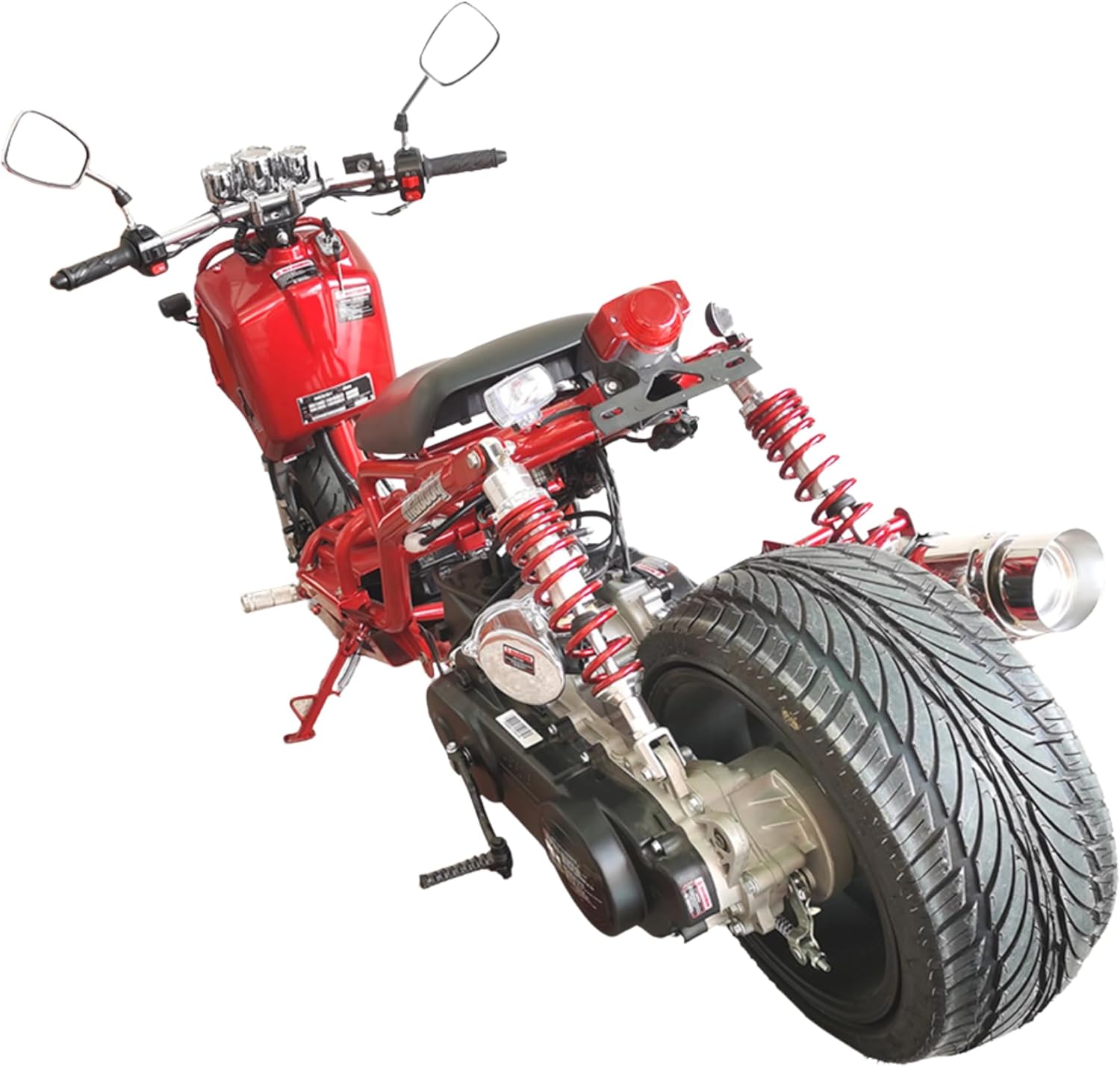 50cc Stretched Scooter Generation 1, Automatic Transmission, PMZ50-19, Wide 205/30-12 Rear Tire, Retro Speedometer, Gas Gauge, Street Legal Moped for Adults, Powerful 49cc GY6 Engine