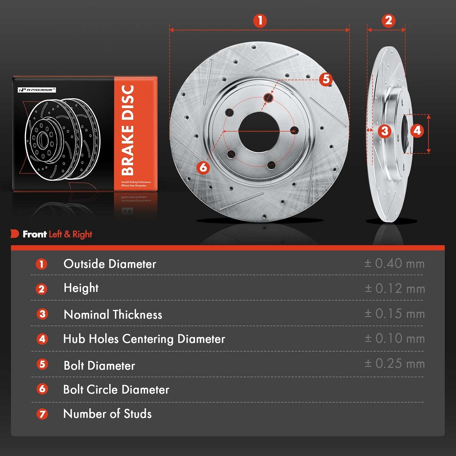 A-Premium Front and Rear Drilled and Slotted Disc Brake Rotors Compatible with Select Dodge, Chrysler, Ram and Volkswagen Models - Grand Caravan, Journey, Town & Country, C/V, Routan, 4-PC Set