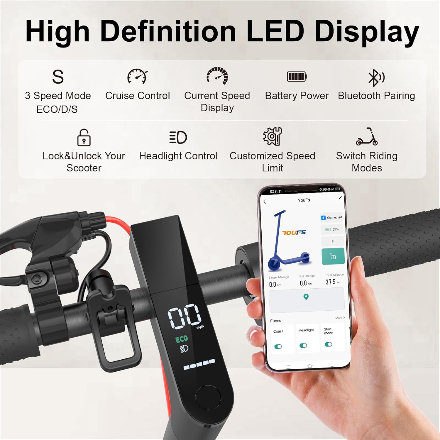 NANROBOT L1 Scooter Adults Teens 350W Motor 20MPH Speed 18Miles Range Scooter for Adults Kids Waterproof 8.5