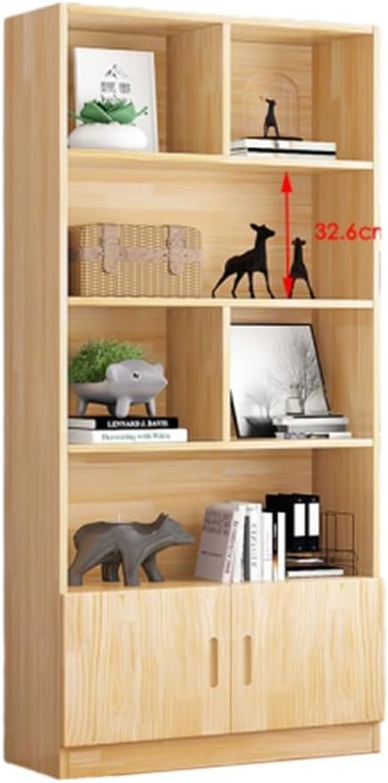 Solid Wood Bookcase, Original Pine Integrated Wall Unit, 24cm Corner Display Cabinet, Freestanding Bookshelf (Color : (24+80+24) x24x180cm with Door) (80x24x180cm with Door Door)