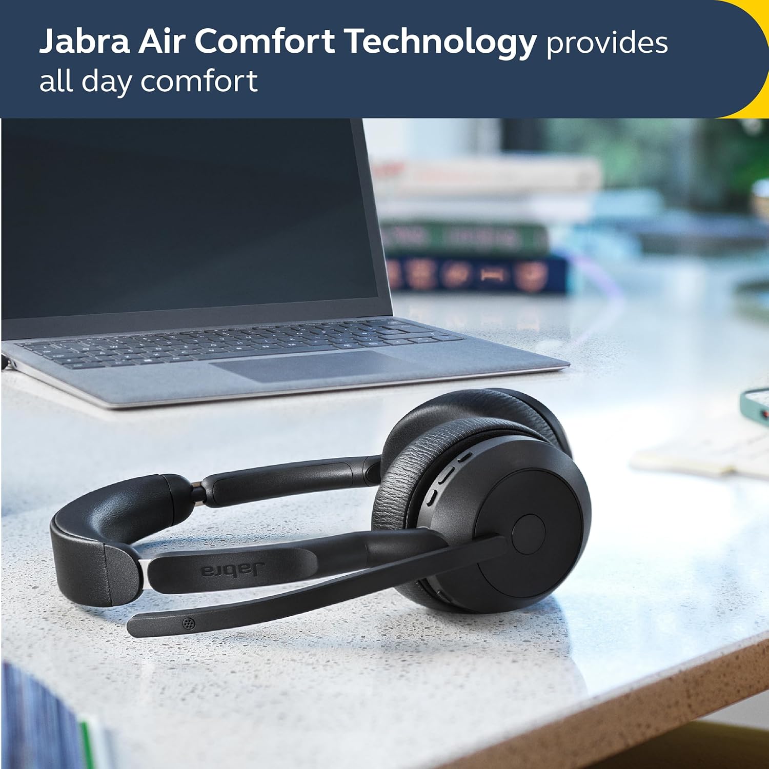 Jabra Evolve2 55 Stereo Wireless Headset - Charging Stand, AirComfort Technology, Noise-Cancelling Mics & Active Noise Cancellation - Works with UC Platforms Such as Zoom & Google Meet - Black