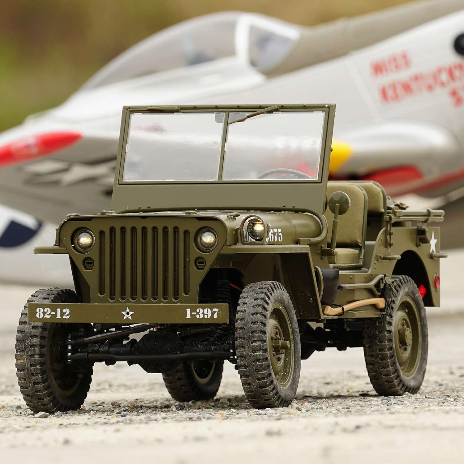 RocHobby 1/6 1941 MB Scaler RC Car, 4x4 Hobby Grade RC Car Mini RC Rock Crawler Military, 2.4Ghz RC Truck with 550 Brushed Motor, LED Lights for Adults Without Battery and Charger