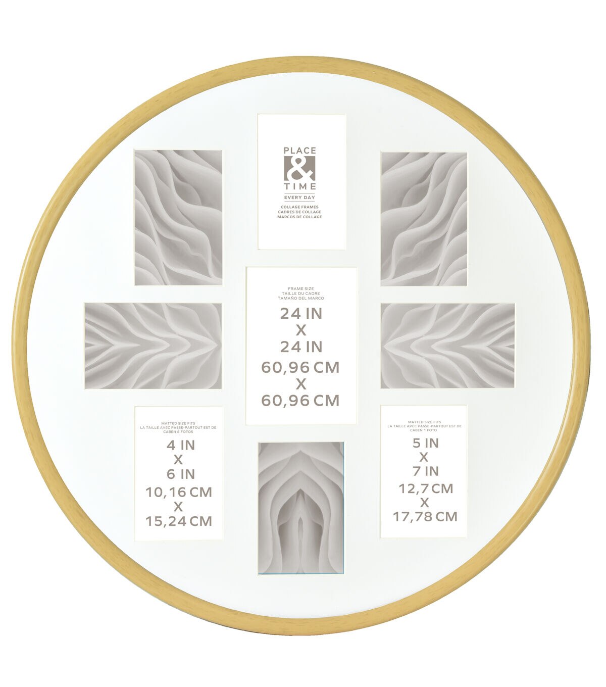 24 Natural 9 Photo Round Collage Frame by Place & Time