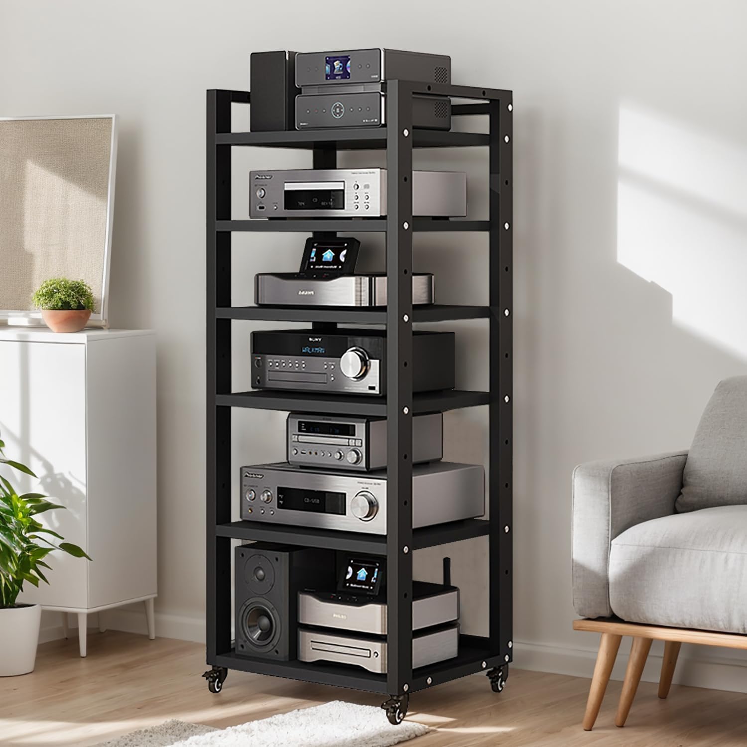 OMKUOSYA 6 Tier Audio Rack Tower