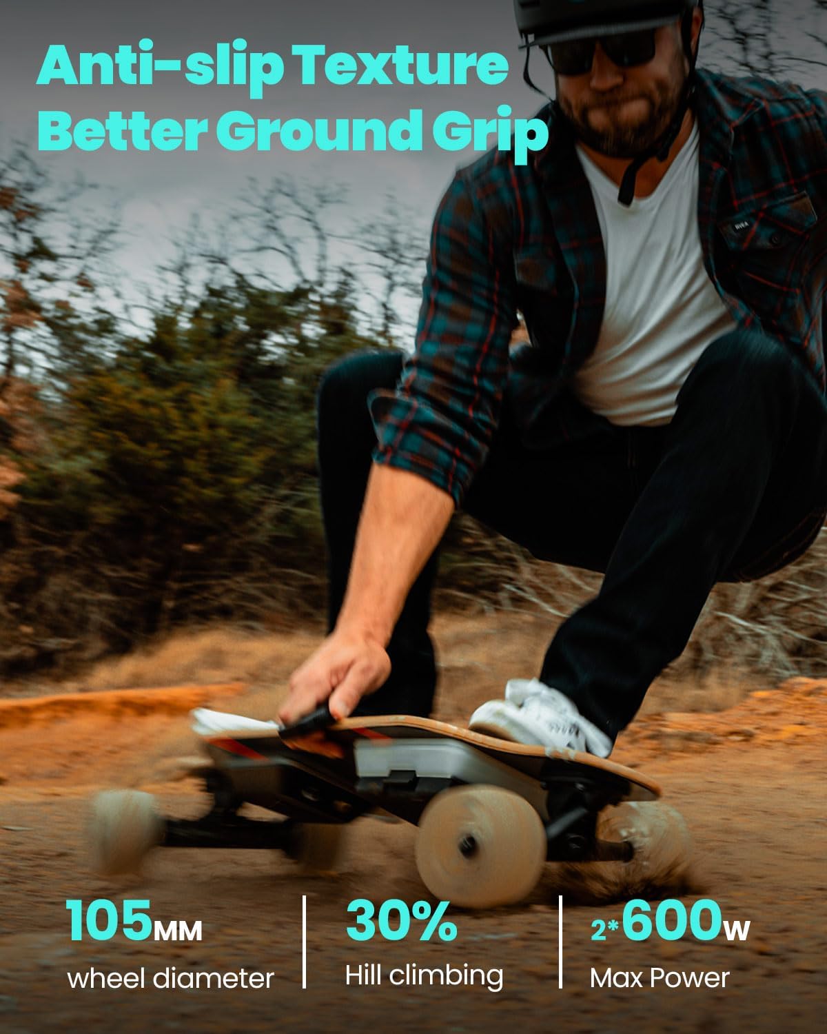 Electric Skateboard with Remote, Max 600W×2 Hub-Motors, Swappable Battery, Up to 28 MPH, 12–25 Miles Range, 4 Speed Modes, Electric Longboard for Adults & Beginners (Flamo / S3 / Pixel Series)