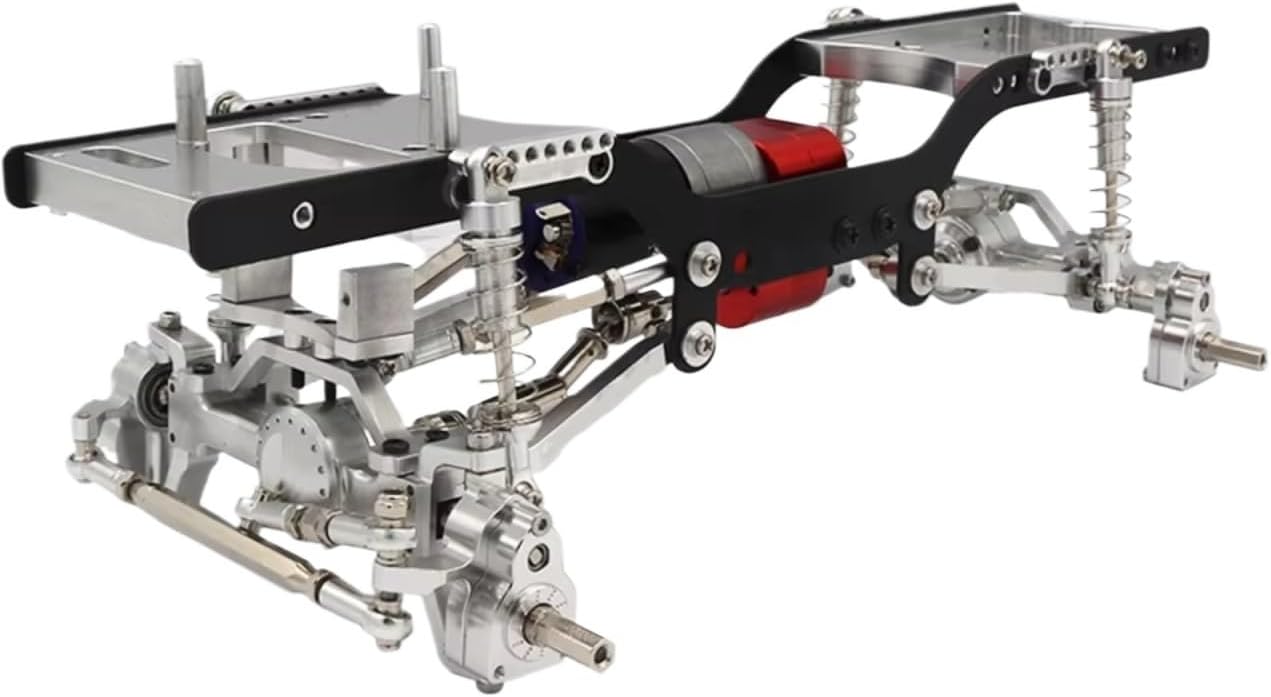 RC Chassis Frame Parts For MN For MN98 D90 D91 D99 D99S MN90 1/12 Full Metal Frame For Chassis Kit Shock Pull Rod With Portal Axle RC Car Upgrade Parts(Silver)