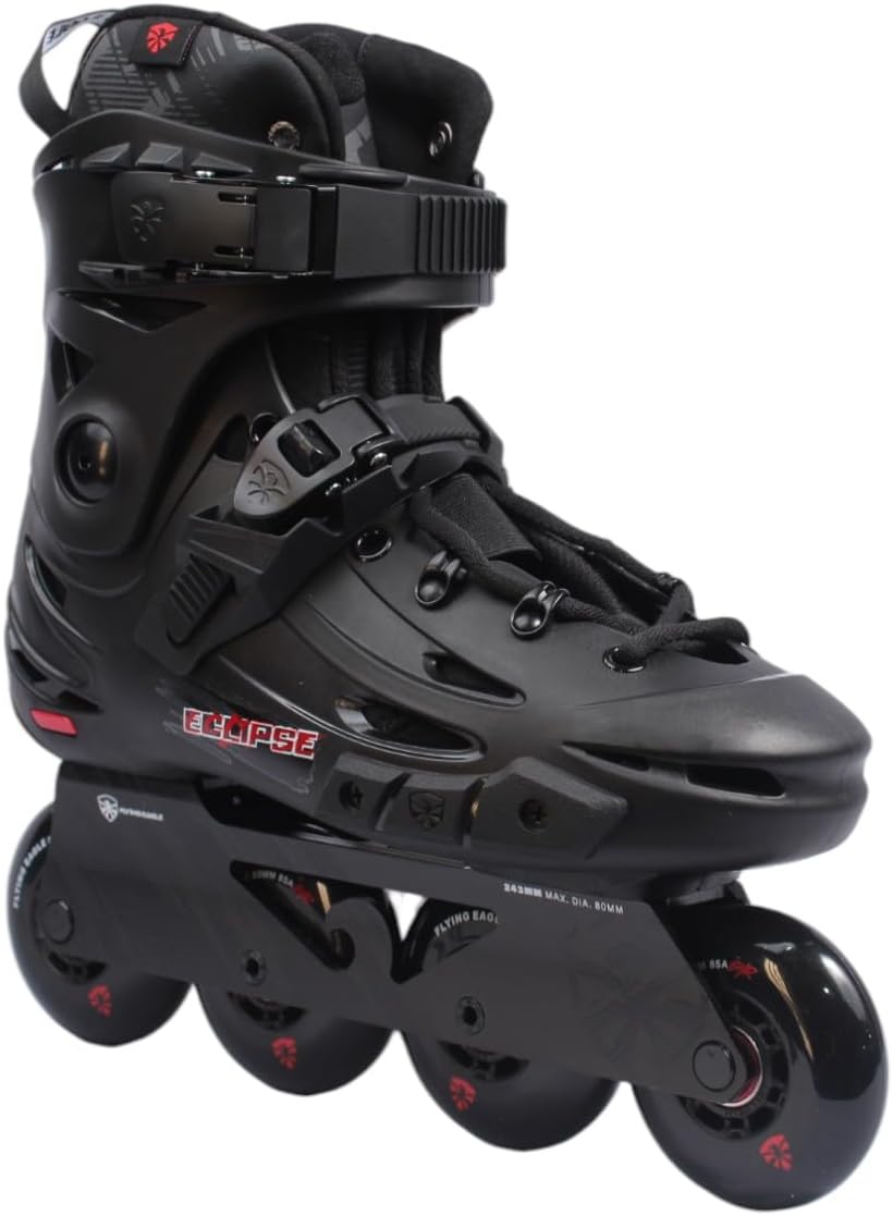 Flying Eagle F5D Eclipse Freeskates - Roller Skates Women, Aggressive Inline Skates Men Sport, Outdoor Roller Skate Shoes for Adults, Inline Skate, Skating Shoes - Black, Men's Size: 3.5-4US / 36EU