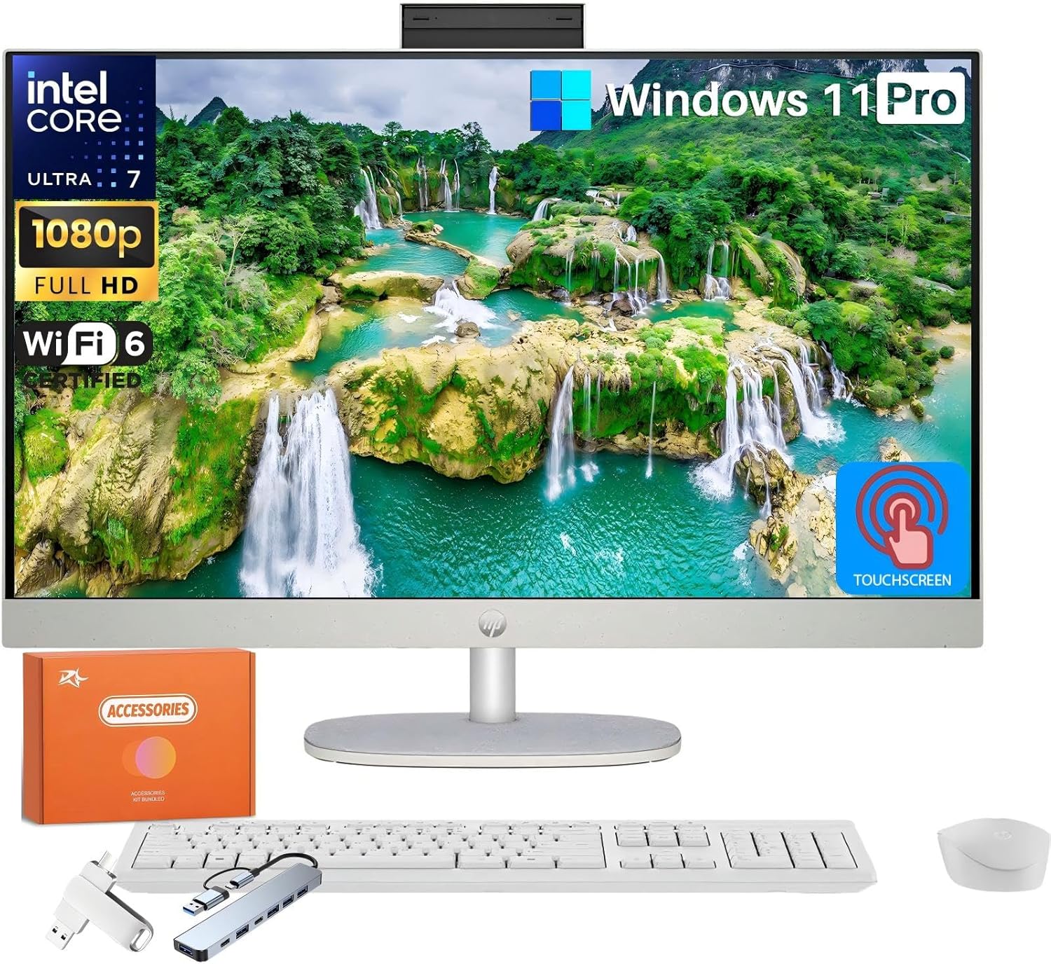 HP All in One Desktop Computer 27 Inch, Intel Ultra 7-155U(Up to 4.8 GHz), 27