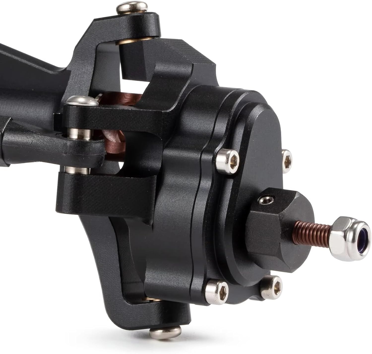 Rc Front Rear Axle for Capra H10 Optic Rc Car for Rock Crawler for Lcg Cheater Rigs Machined 7075 Aluminum Offset Portal Front Rear Axle with Bta Servo Mount(Black,2 Piece Set)