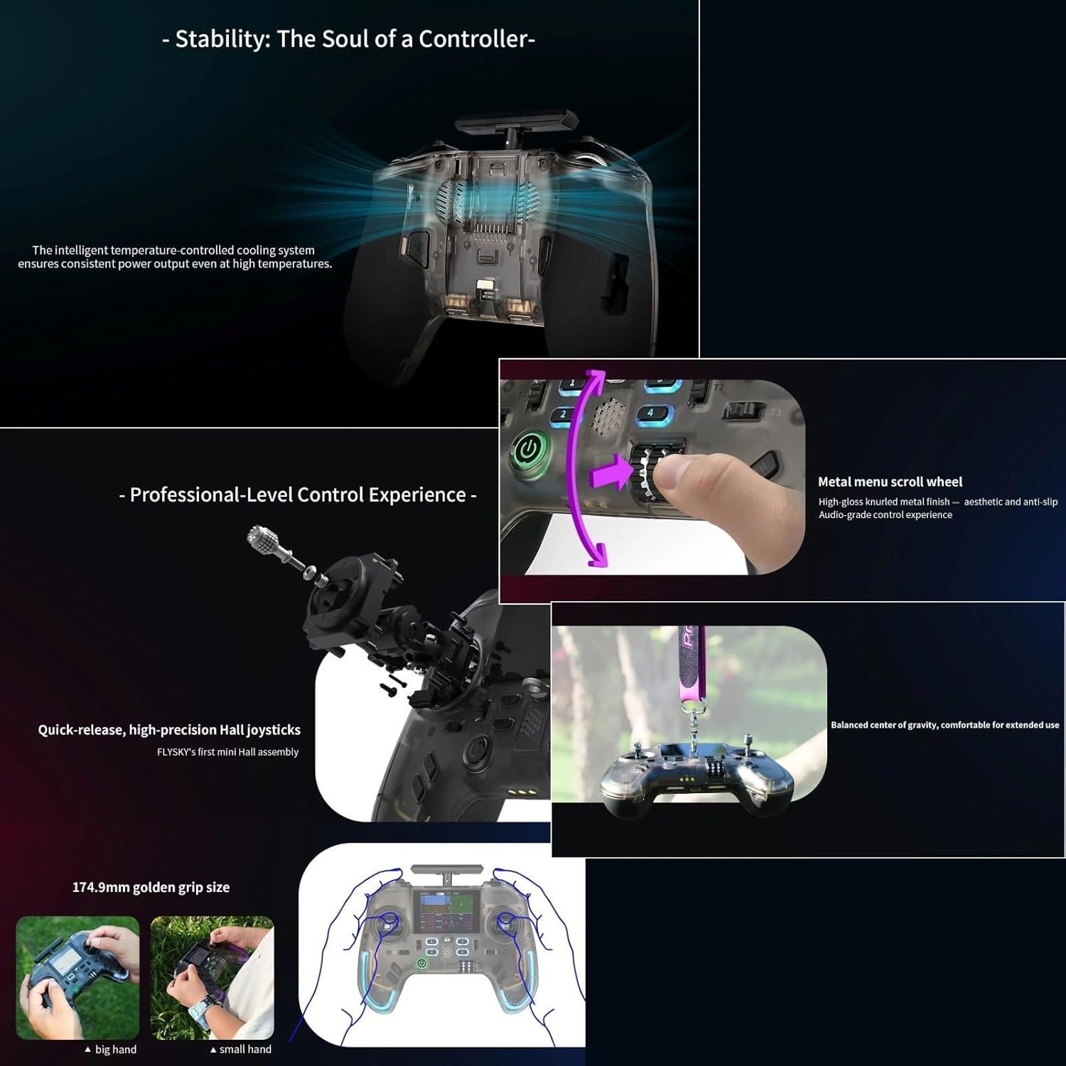 Flysky ProArt PA01 RC Transmitter, 2.4GHz, 18/32CH, 2.4'' IPS Screen, for FPV Drone/RC Helicopter/Airplane/Car/Boat
