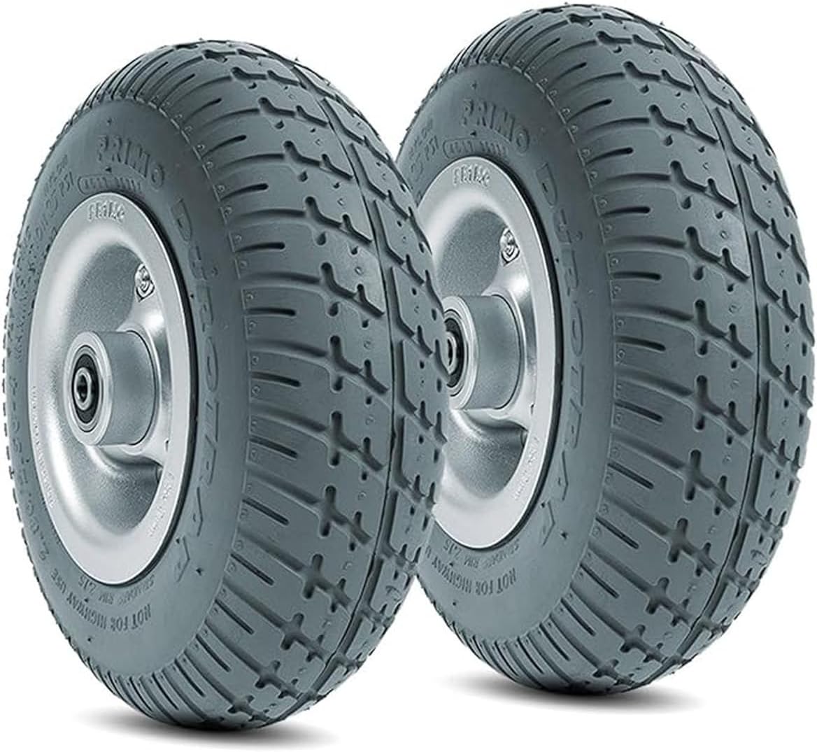 1 Pair 9 Inch Wheelchair Front Wheel, Electric Wheelchair Replacement Caster, Solid Rubber Tire with Bearings 8mm / 5/16 Inch