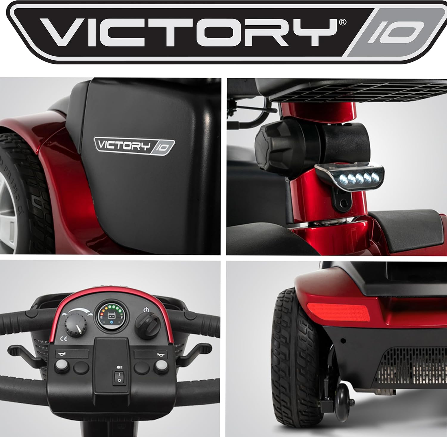 Pride Mobility Victory 10 4 Wheel SC710 w/U-1 Batteries Mobility Scooter, Outdoor 4-Wheel Travel Electric Mobility Scooter for Adults, 400 lbs. WC, Up to 5.3 MPH, 15.5 Miles Range Per Charge