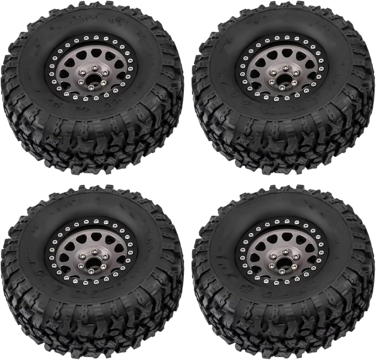 Compatible with Traxxas for TRX4 for TRX6 for Axial for SCX10 RR10 1/10 RC Crawler Car Parts 4PCS Metal 2.2 Beadlock Wheel Rim Tires Set RC Car Part Accessories