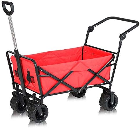 Collapsible Wagon Cart with Wheels Foldable Folding Wagons Carts Silent Universal Wheels,Garden Trolley, Folding Wagon Utility Trolley Outdoor Cart Camping Cart with Lining for Camping Garde