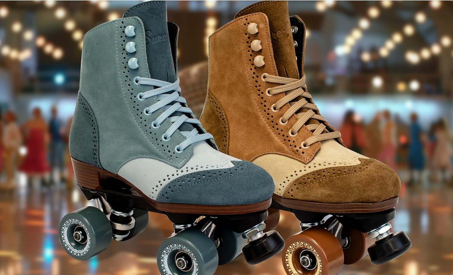 Sure-Grip Oxford Leather Roller Skates with Aluminum Track Plate, Urethane Cushions, for Men and Women