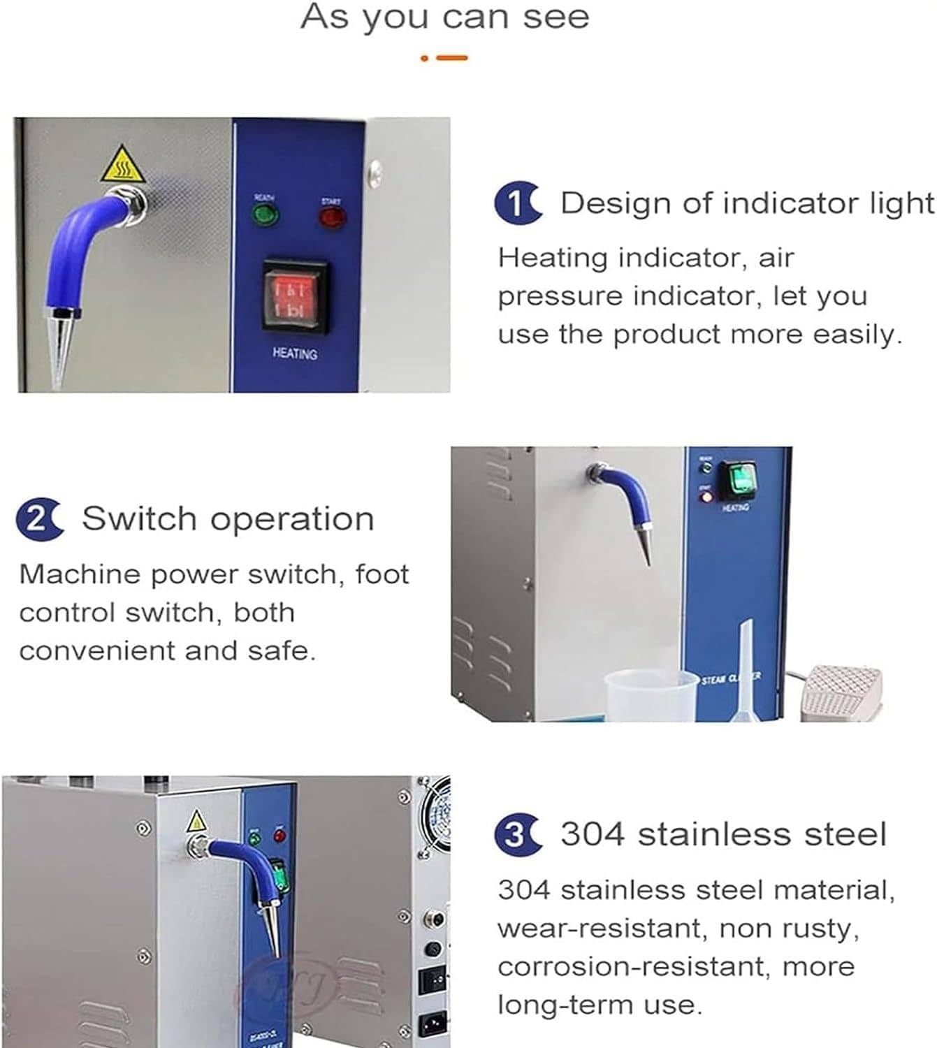 1300W/2200W Professional Jewelry Cleaner Steam Cleaning Machine Gold And Silver Stainless Steel High Pressure 2L/4L Silver & Gold Steam Cleaner Goldsmith Equipment,2L