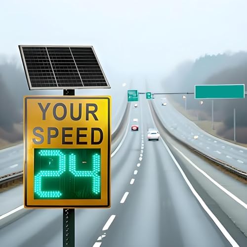 Solar-Powered LED Speed Limit Sign - Traffic Feedback Radar Display & Road Safety Warning Board, 23.62 * 35.43inches - Improve Safety & Speed Detection