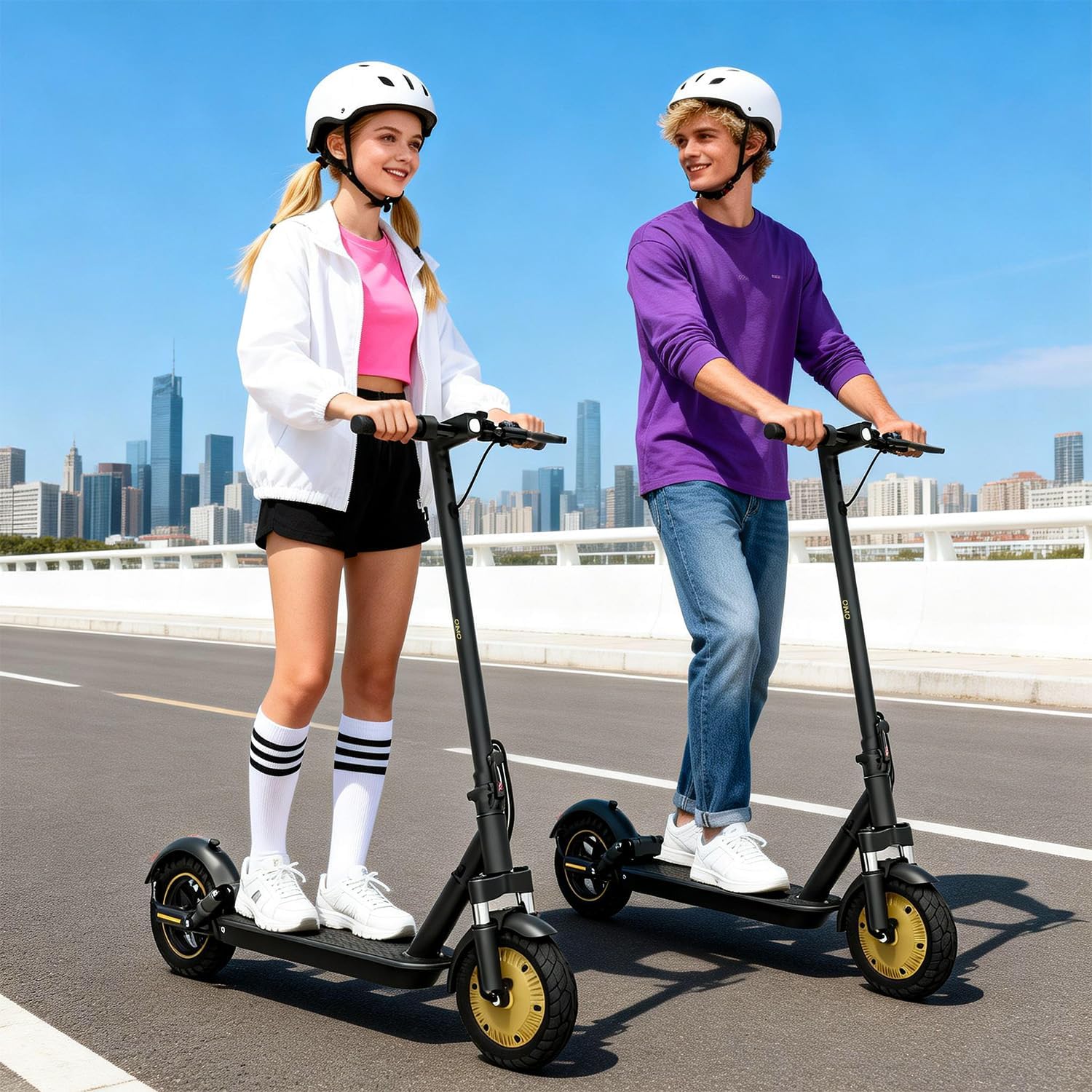 Adult Electric Scooter for Commuting - 500W Motor, 19 Mph Top Speed, 23 Miles Range, 10'' Solid Tires | Dual Brakes, Dual Suspension, APP Control