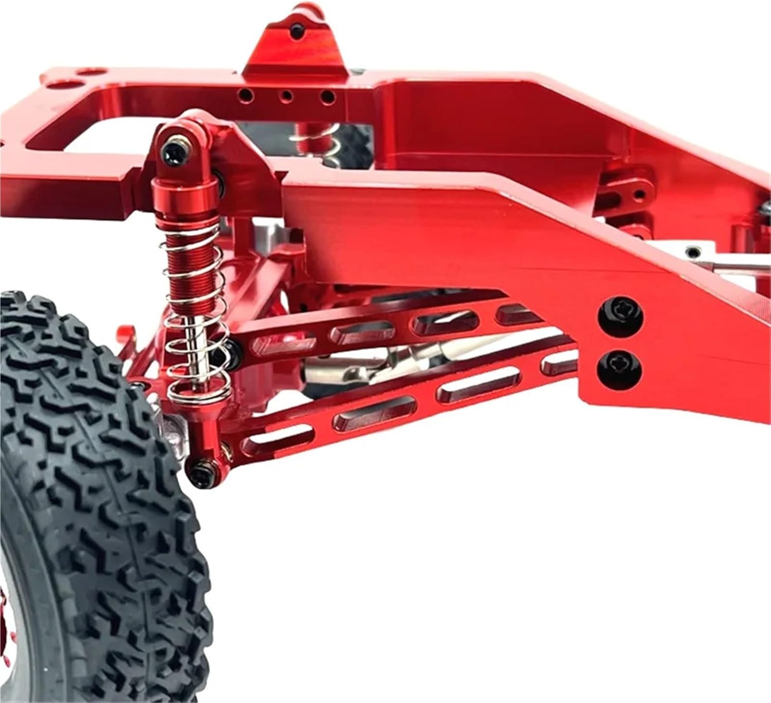 For MN82 1/12 Metal Front And Rear Axle Chassis Link Rod Shock Absorber Tire Set RC Car Upgrade Parts Accessories Models(Red)