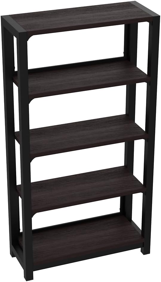 NBF Cortez Five Shelf Bookcase - Brazilian Office Bookcase with Fixed Shelves - Modern Powder Coated Steel Frame - Decorative Storage for Home, Offices, 68