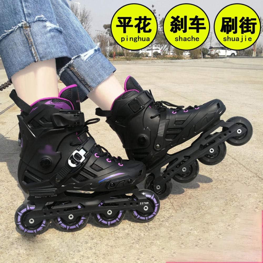 Inline Skate Professional Flat Figure Skates Skates Unisex (Black purple US12)