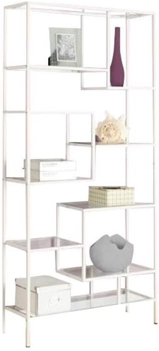 Home Square 2 Piece Modern Metal Bookcase Set in White Finish