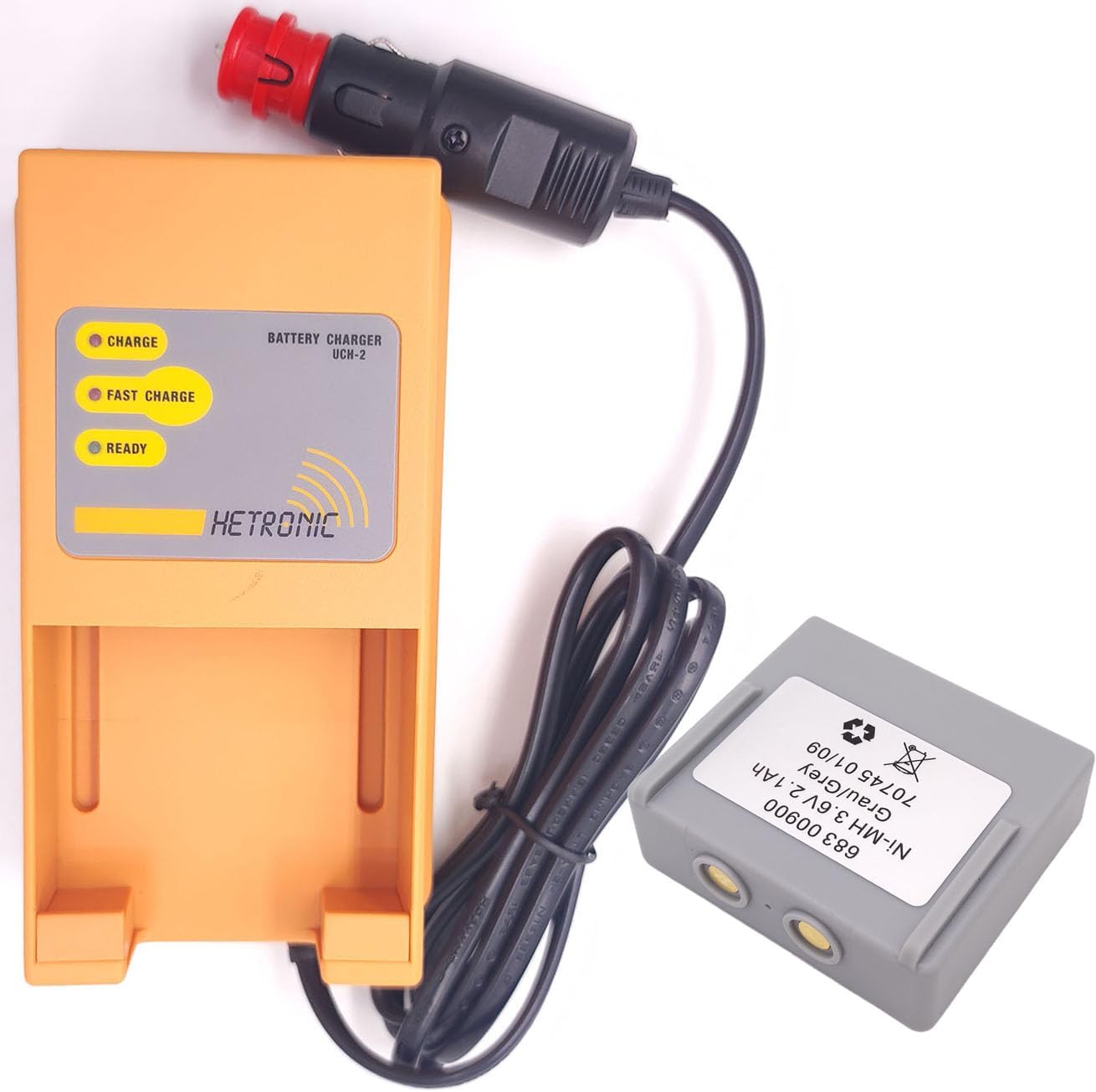 (1 Pack) 3.6V 2100mAh 68300900 hetronic Battery + (1 Pack) 24V hetronic 68300900 Battery Charger uch-2 DC10~30V