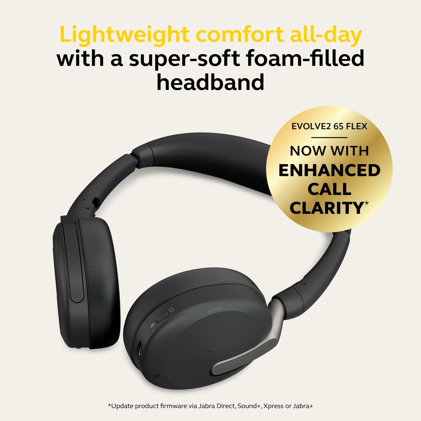 Jabra Evolve2 65 Flex Stereo Headset with Bluetooth, Wireless Charging Pad - Noise-Cancelling ClearVoice Technology & Hybrid Active Noise Cancellation - Works with Leading UC Platforms - Black