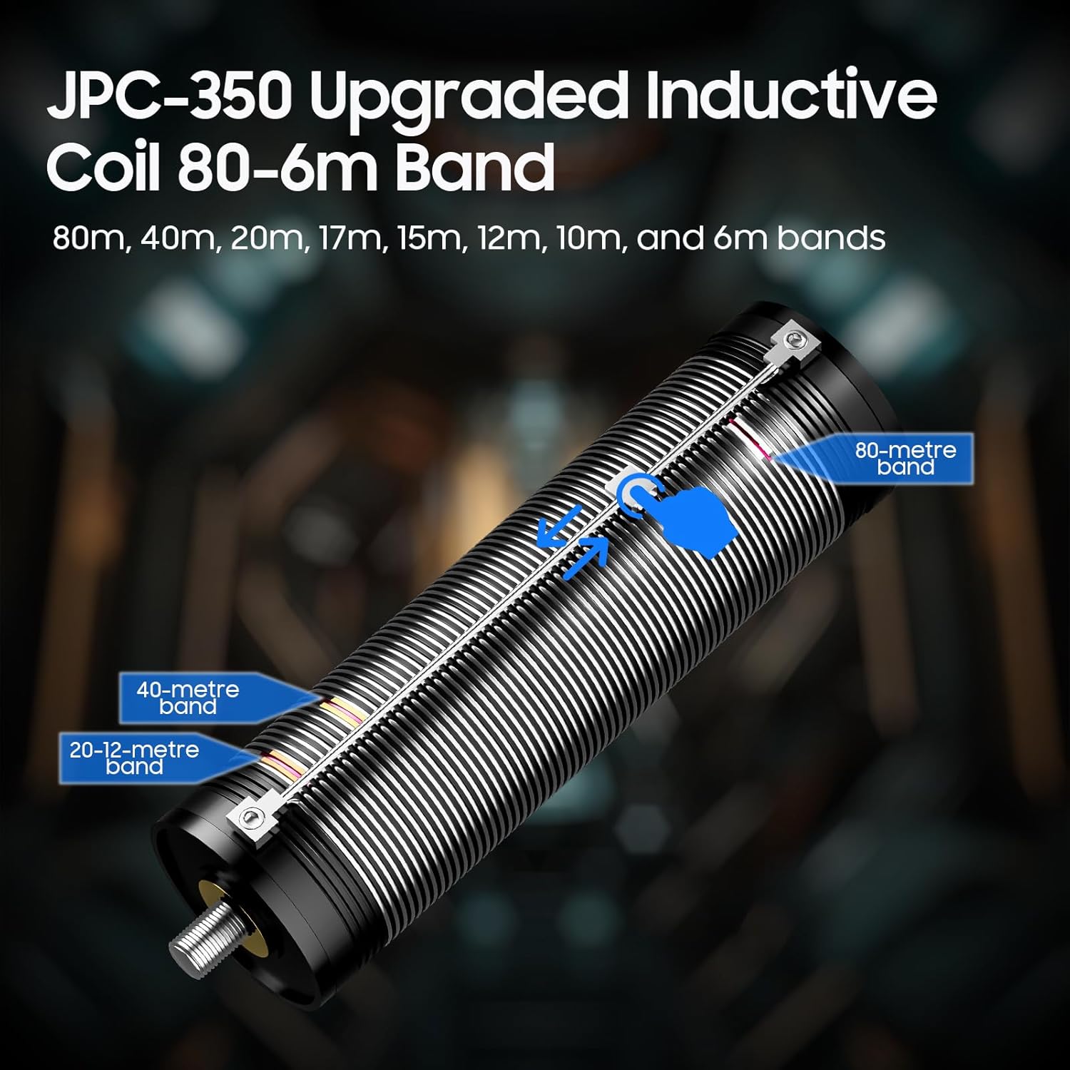 JPC-350 HF Vertical Antenna for Ham Radio 80-6 Meters, 100W Portable HF Radio Antenna 7MHz-50MHz 8-Band with Upgraded Slide Regulator, Suitable for Field/Emergency/Training/Outdoor