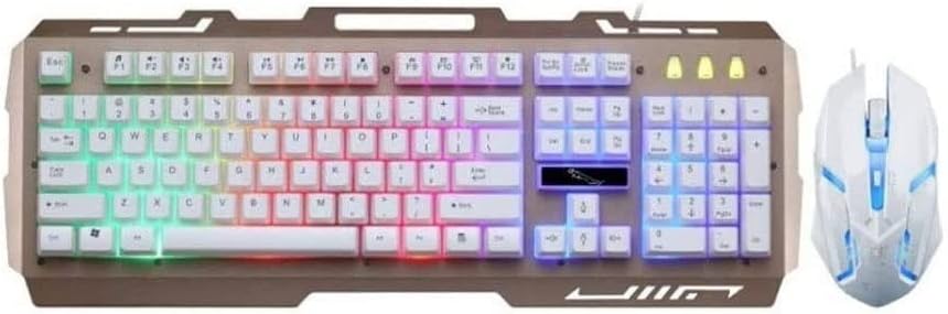 RGB Gaming Keyboard and Colorful Mouse Combo,USB Wired LED Backlight Gaming Mouse and Keyboardfor Computer PC Gamer Laptop Office Work,Letter Glow,Mechanical Feeling
