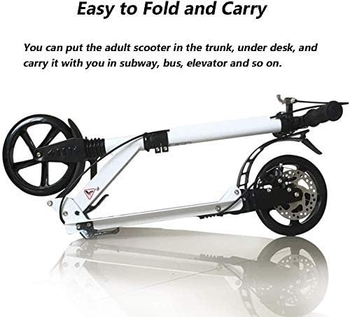 Scooters Kick Scooter for Adults Kids Unisex Adult Kick Scooter Load 150kg Commuting Scooter with Disc Brakes Birthday Gifts for Adult Teenager Men Women Non-Electric (Color : White)