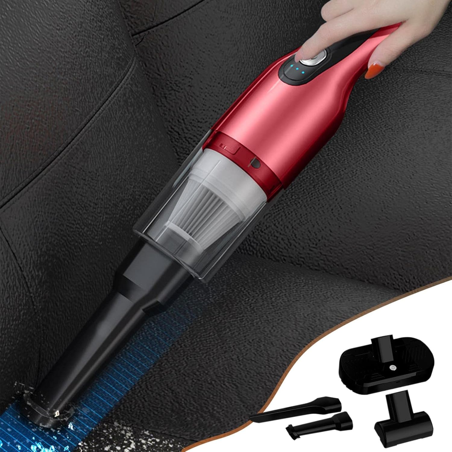WAGNUS Handheld Vacuum Cleaner,12000Pa High Power Suction Car Vacuum Cleaner,Portable Dusts Buster with Filter,4 Nozzle Vacuum Cleaner for Carpet,Bed,Sofa,Pet Hair