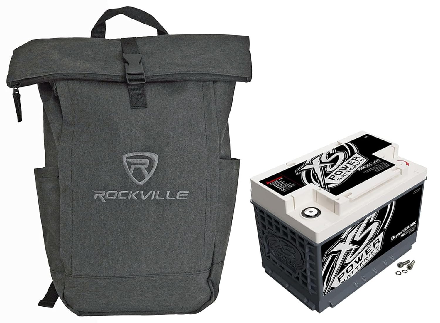 Audiosavings Bundle: XS Power SB500-48 12V 4000 Watt 500 Farad Super Capacitor Bank Group 48 Bundle with Free Rockville RPAK Charcoal Stylish Durable Backpack Bag w/Padded Laptop Pocket (2 Items)