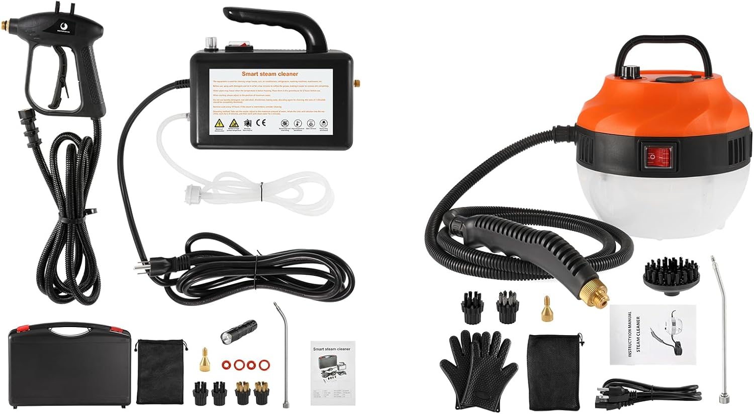 BEAMNOVA Black High Pressure Handheld Steam Cleaner + Steam Cleaner with 1.4L Water Container Cleaning Car Steamer for Auto Detailing Portable Electric Steam Machine