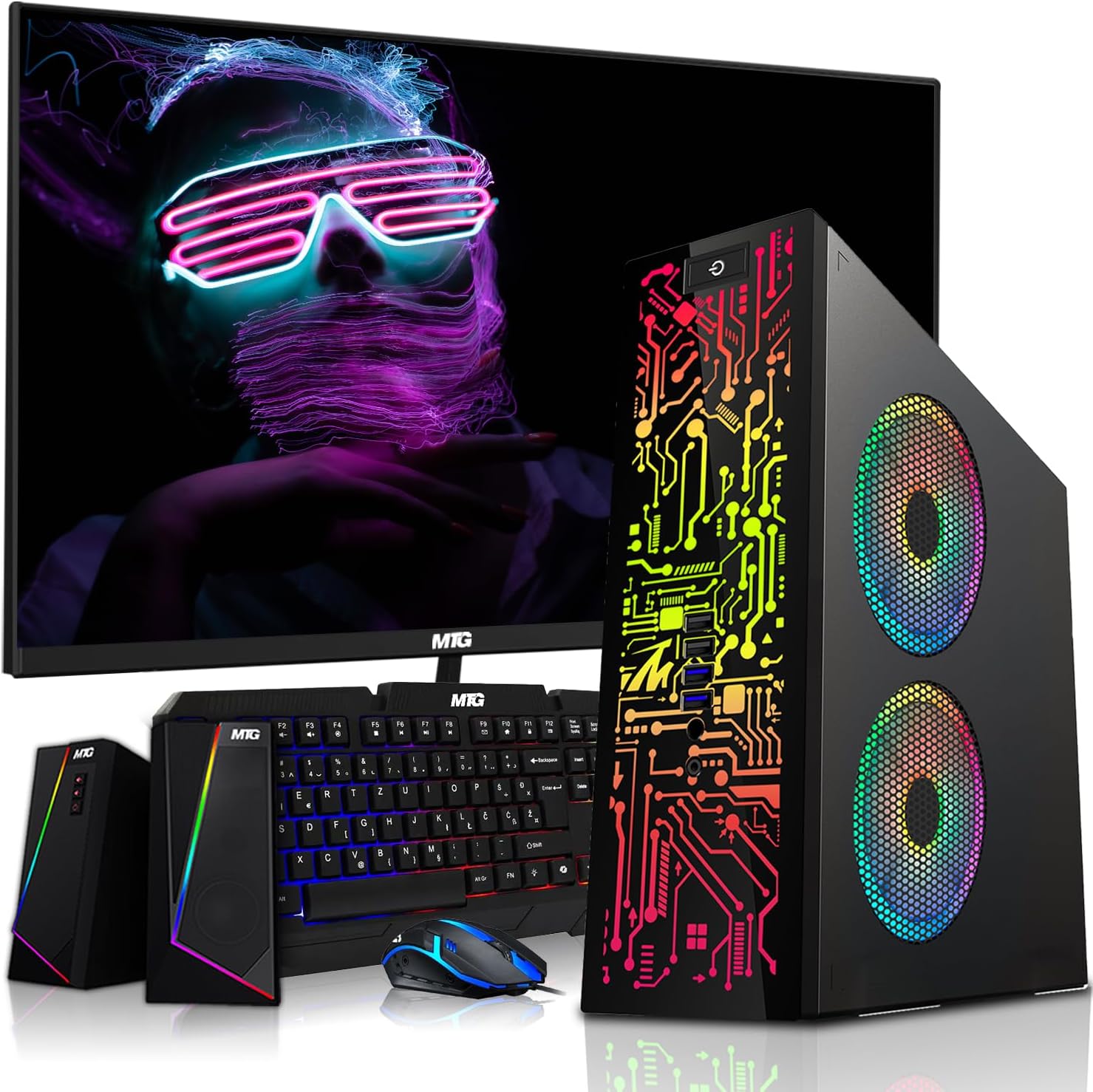HP G2 Desktop Computer PC, Intel Core i3, 16GB RAM, 512GB SSD, 24 Inch Monitor, RGB Speaker, RGB Keyboard with AI-Enabled Copilot Key Mouse, 2X ARGB Fan, WiFi, Windows 11 (Renewed)