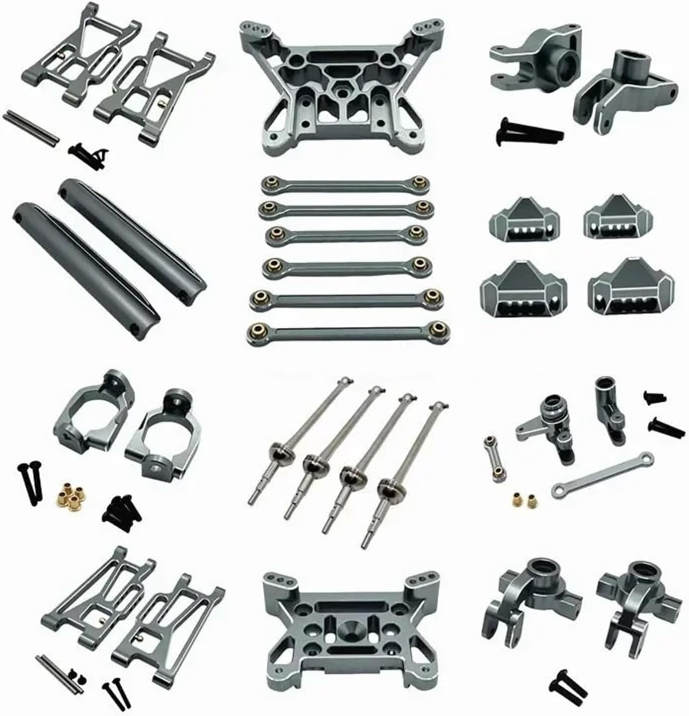 RC Repairs Models For MJX 10208 V1 V2 1/10 Front Rear Steering Cup C For Seat Aluminum Metal Alloy Upgrade Parts RC Crawler Car(Titanium)