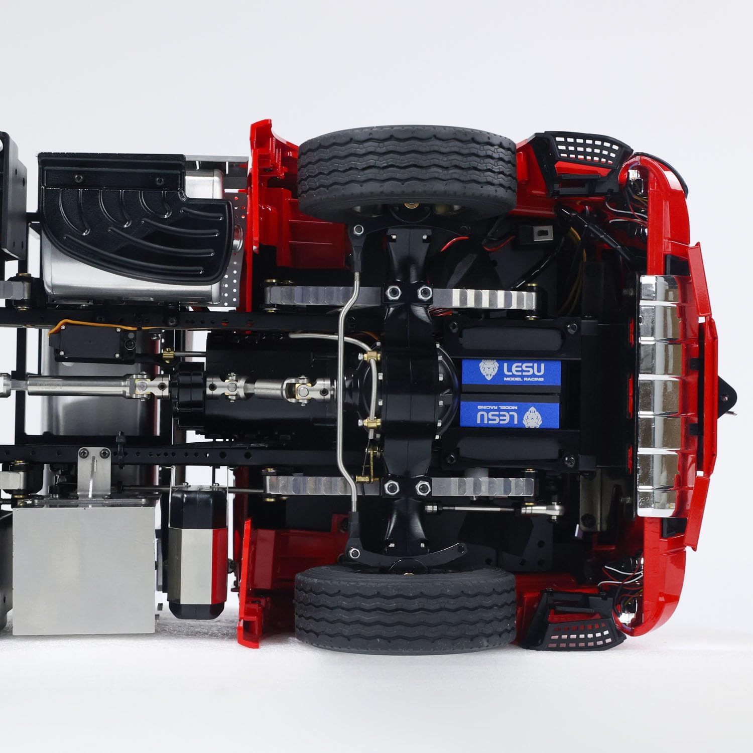 LESU wheelfun 1/14 RC Tractor Truck for 3363 1851 Heavy Metal Chassis 3-Speed Transmission Lock Differential Front Hook Equipment Rack Light Sound I6S Radio Construction Vehicle Hobby Grade Model