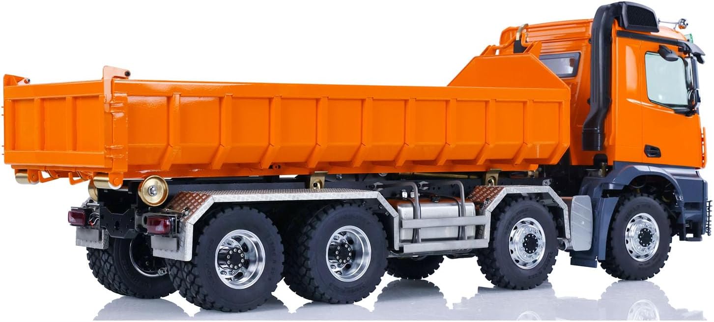 LESU 1/14 8x8 Hydraulic RC Dump Truck 2-Speed Transmission Roll On/Off Metal RTR Tipper Cars Model Shift Steering Servo Lock Differential Light Sound System Hobby Grade Model