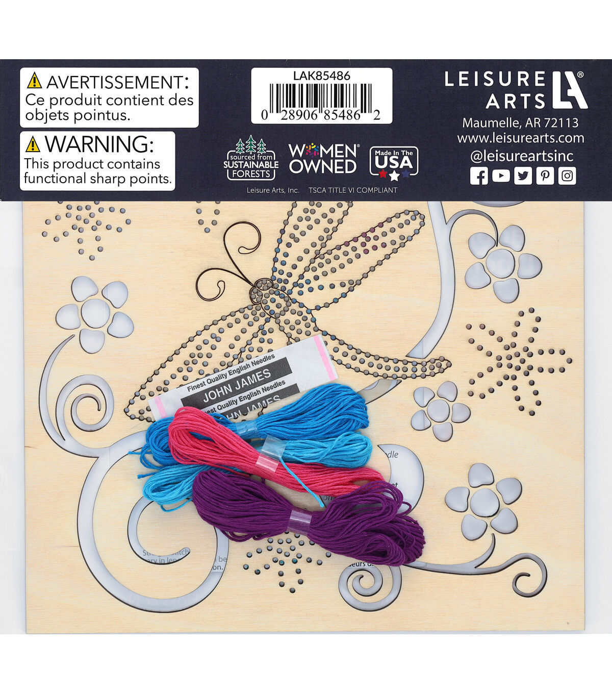 Leisure Arts 10 Dragon Fly Panel Wood Stitching Kit