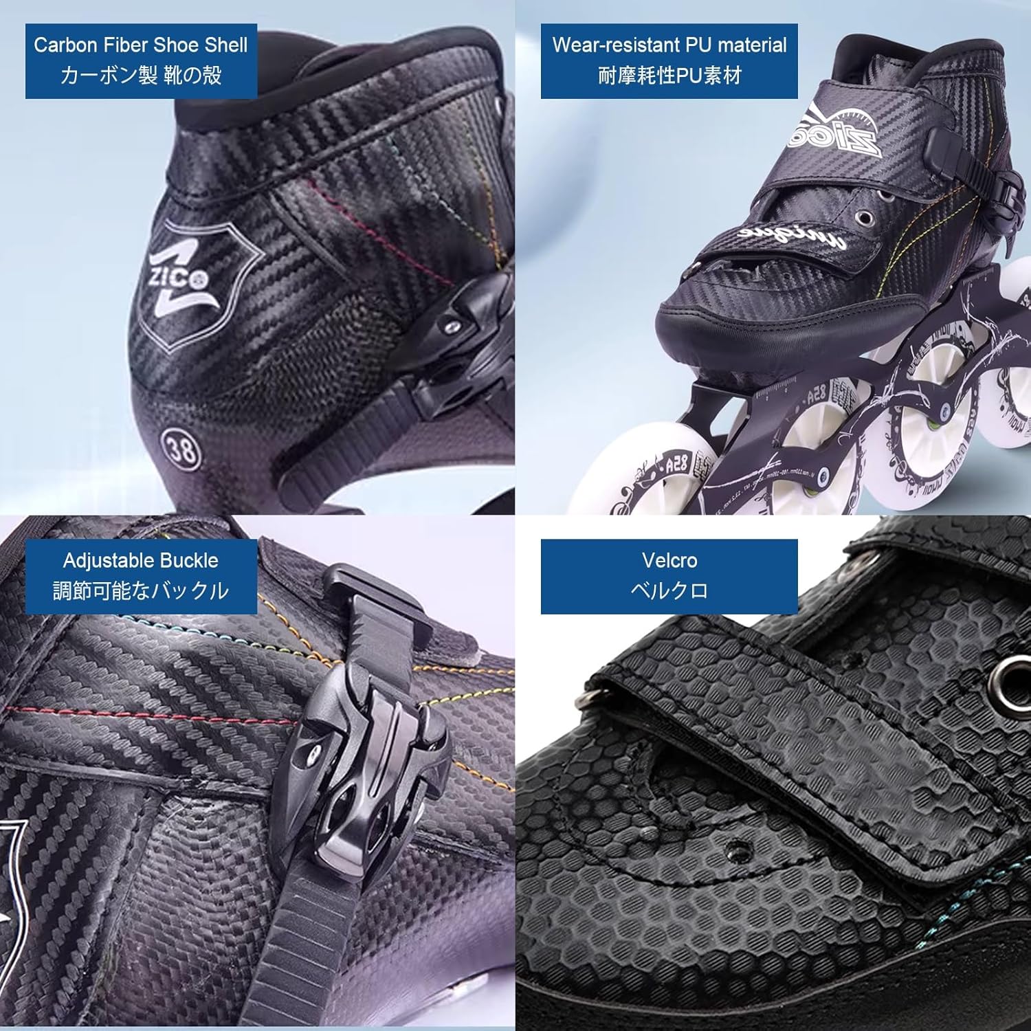 Speed Skates Inline Professional for Adults, 4 X 90-110 Mm Wheels Single Row Adjustable Lightweight Racing Skates for Beginners and Teens Fitness Skating Roller Skates Unisex